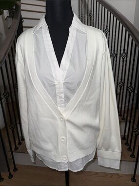 NWT English Factory Classic White Button Shirt Cardigan Pair